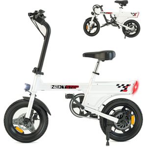 YEE GOO Elektrische fiets - Draagbare e-bike voor woon-werkverkeer in de stad, max. snelheid 25 km/u in de ondersteuningsmodus, 250 W motor, 20-30 km actieradius, schijfremmen voor en achter, LED-verlichting en LCD-display, Wit.