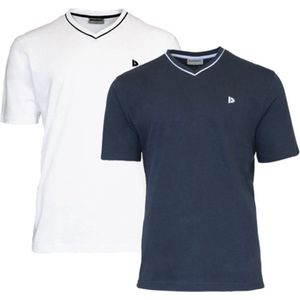 2-Pack Donnay T-shirt - sportshirt - V-Hals shirt - Heren - Maat L - Wit&Navy