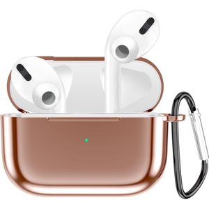 YONO Hoesje geschikt voor Airpods Pro 1/2 – Metallic Soft Case – Rose Goud