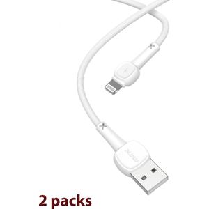 USB naar Lightening oplaad kabel | Opladkabel geschikt voor iPhone X/12/13/14 3.4A 1Meter - Wit kleur (2 stuks)