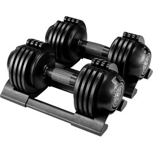 Verstelbare Halters - Halterset van 10 kg met Rek - Snel Verstelbare, Veilige Grip Gewichten voor Compacte Handgewichten - 2 stuks