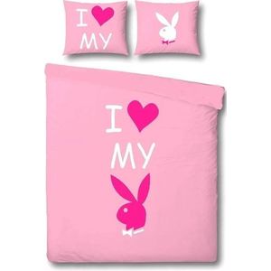 Playboy I Love My Bunny Dekbedovertrek - Litsjumeaux - 240x200/220 cm - Pink