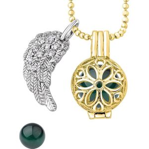 Quiges Engelenroeper 12mm Bolhouder met Ketting 70cm en Bolletje - Dames - Goudkleurig Bloem - EBS12118