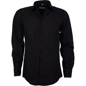 GCM heren blouse - overhemd heren - zwart uni - 85002 - lange mouwen - Arrivee - maat 6XL