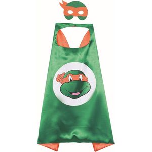 Ninja Turtles Oranje - Cape - Masker - Carnaval - Verkleedkleding Kinderen - Ninja Turtles verkleedpak