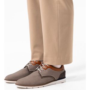 Manfield - Heren - Grijze canvas veterschoenen met leren details - Maat 45