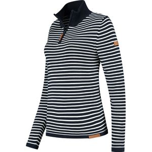 Travelin' Outdoor Jumper Nacka - Gestreepte Damestrui - Dun gebreid - Navy Blauw Wit - Maat XXL