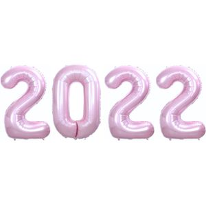 Folie Ballon Cijfer 2022 Oud En Nieuw Feest Versiering Happy New Year Ballonnen Decoratie Roze 86Cm Met Rietje
