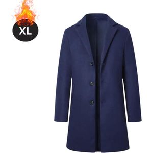 Nivard Winterjas - Trenchcoat - Heren - Winter - Herfstjas - Volwassen - Stijlvol - Knopen - Marineblauw - XXL