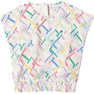 Tommy Hilfiger MULTI MONOGRAM SLVSS SHIRT Meisjes Top - White - Maat 12