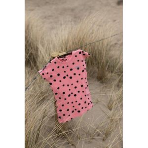 Koko Noko meisjes Bio Cotton korte mouwen jurk Niya Bright Pink aop