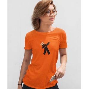 Oranje EK WK & Koningsdag T-Shirt Dab King (DAMES - MAAT XXL) | Oranje Kleding | WK Feestkleding