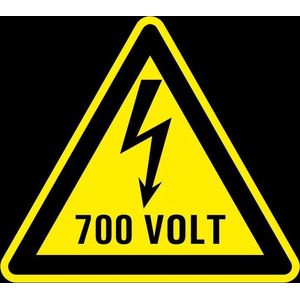 Sticker elektriciteit waarschuwing 700 volt 200 mm