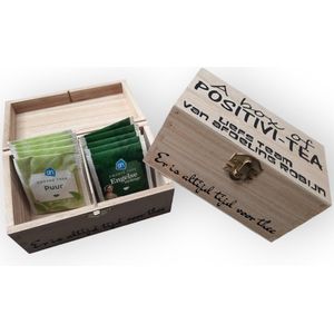 houten theedoos persoonlijk met naam A box of positivi-tea bedankje compleet cadeau inclusief thee