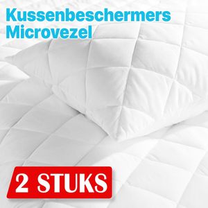 2x Kussenbeschermer Microvezel Wit/Creme - 60x70 - Antibacteriëel Kussenbeschermer - Kussen Beschermer - Kussenbeschermer Met rits - kussensloop - Kussenbeschermer Microvezel 2 stuks - Molton Kussenslopen