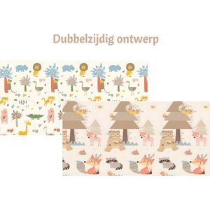 Dierenvriendjes - Speelmat - Speelkleed - Speelmat Baby - Speelkleed Baby - Speelmat Foam - 150 x 200 cm - Dubbelzijdig - Opvouwbaar - Inclusief Opbergtas - Beige