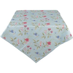 Clayre & Eef Tafelkleed 150x250 cm Blauw Groen Katoen Rechthoek Bloemen Tafellaken