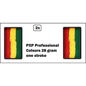 2x PXP Professional Colours 28 gram one stroke rood geel groen - Carnaval rasta limburg thema feest optocht funky festival