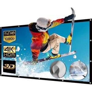 NIERBO - Projectiescherm - 16:9 - Draagbaar - Ideaal voor HD, Full HD, 3D of 4K Thuisbioscoop