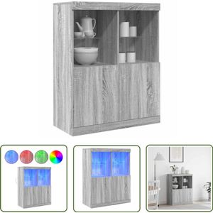 The Living Store Dressoir 81x37x100 cm bewerkt hout grijs sonoma eikenkleurig - Dressoir - Woonaccessoires - Houten Dressoir - Grijze Dressoir - Vintage Dressoir