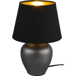LED Tafellamp - Tafelverlichting - Trion Albino - E14 Fitting - Rond - Antiek Nikkel/Zwart/Goud - Keramiek - Ø180mm