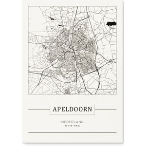 Stadskaart Apeldoorn - Plattegrond Apeldoorn - city map – Forex muurdecoratie 30 x 40 cm