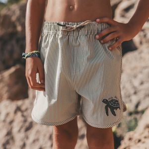 Seersucker Swim Shorts voor jongens | Maat 62/68 t/m 134/140 | Groen gestreept | Salted St