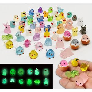 Lichtgevende Mini-Eendenfiguren - 50 stuks hars miniaturen voor knutselen en mini-tuinen