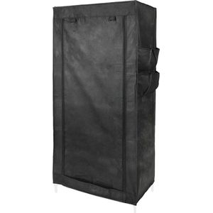 Garderobekast in afneembare stof 70 x 45 x 155 cm zwart met roldeur - Ruime opbergmogelijkheden Kledingkast