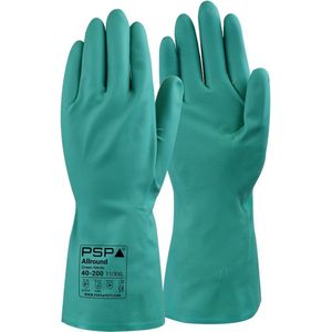 1x 12 paar - Werkhandschoenen PSP 40-200 Chemical / Allround Green Nitrile (per 12 paar), maat 07 / S