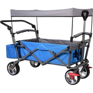 Opvouwbare bolderkar - stevig & compact - transportkar/tuinkar - 80 kg laadvermogen - turquoise - 120x51 cm