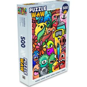 Puzzel Monster - Patroon - Groente - Bloemen - Regenboog - Kinderen - Legpuzzel - Puzzel 500 stukjes