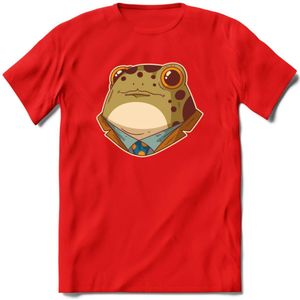 casual kikker T-Shirt Grappig | Dieren reptiel Kleding Kado Heren / Dames | Animal Skateboard Cadeau shirt - Rood - L