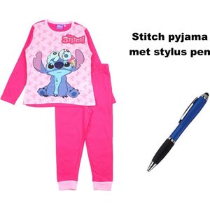 Disney Stitch Pyjama - Pink roze - Meisjes - 100% Katoen - met Stylus Pen. Maat 104 cm / 4 jaar