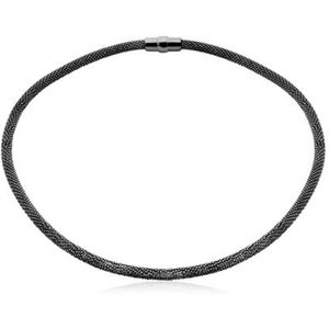 Zinzi strak zilveren collier zwart gerodineerd 43cm ZIC681Z