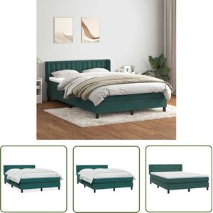 vidaXL Boxspring Fluweel Donkergroen 140x210 cm Boxspring - Donkergroen - Fluweel - Bed - Slaapcomfort