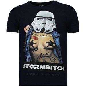 Stormbitch - Rhinestone T-shirt - Blauw