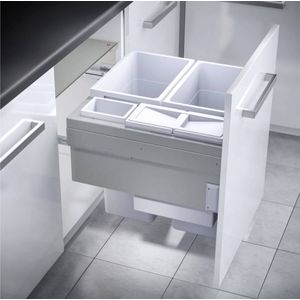Hailo Euro Cargo 600 inbouwsysteem 90 liter voor uittrekfront 4 binnenemmers 2 x 38 + 12 + 2,5 liter - licht grijs