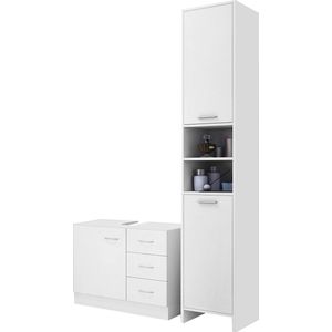 Casaria Badkamermeubel - Wastafel 60x30x60cm Hogekast 34x26x170cm – Wit