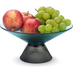 Fruitschaal voor aanrecht, glazen fruitmand, fruitschaal, decoratieve schaal voor tafelwerkblad, eetkamer, woonkamerdecoratie (turkoois)