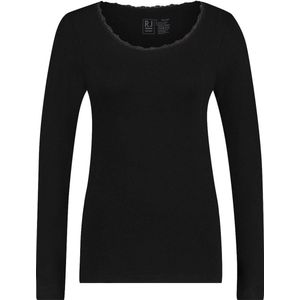 RJ Bodywear Thermo dames shirt lange mouw met kant (1-pack) - zwart - Maat: XXL