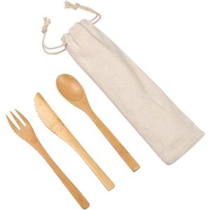 20x Bamboe bestek setje vork/mes/lepel - BBQ camping of strand herbruikbare bestek sets