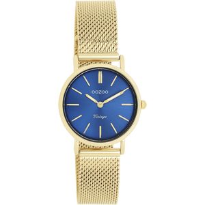 OOZOO Vintage series - Goudkleurige horloge met goudkleurige metalen mesh armband - C20293