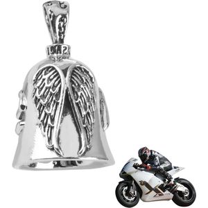 Guardian Bell motorfiets belletje van roestvrij staal voor geluk en bescherming - ideaal cadeau voor motorliefhebbers zilver M