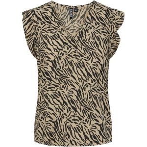 Pieces Top Pcnya Sl V-neck Top Bc 17147804 White Pepper/animal Dames Maat - XS