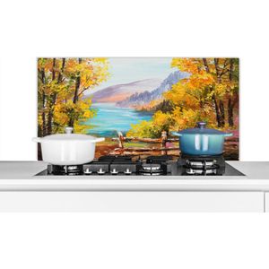 Spatscherm keuken 100x50 cm - Kookplaat achterwand Schilderij - Olieverf - Planten - Natuur - Muurbeschermer - Spatwand fornuis - Hoogwaardig aluminium