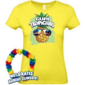 Dames t-shirt Pineapple Head | Toppers in Concert 2024 | Club Tropicana | Hawaii Shirt | Ibiza Kleding | Lichtgeel Dames | maat XL