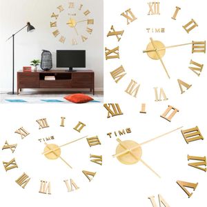 vidaXL 3D-wandklok modern XXL 100 cm goudkleurig - 3D-wandklok - 3D-wandklokken - Doe-het-zelf Wandklok - Doe-het-zelf Wandklokken