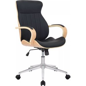 In And OutdoorMatch Luxe Bureaustoel Jeanette - Zwart kunstleer - Met Rugleuning en Armleuning - In hoogte verstelbaar - Ergonomisch