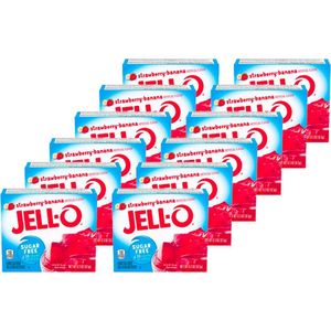 Jello | Aardbei Banaan Gelatine | Suikervrij | 12 Stuks | 12 x 8,5 gram